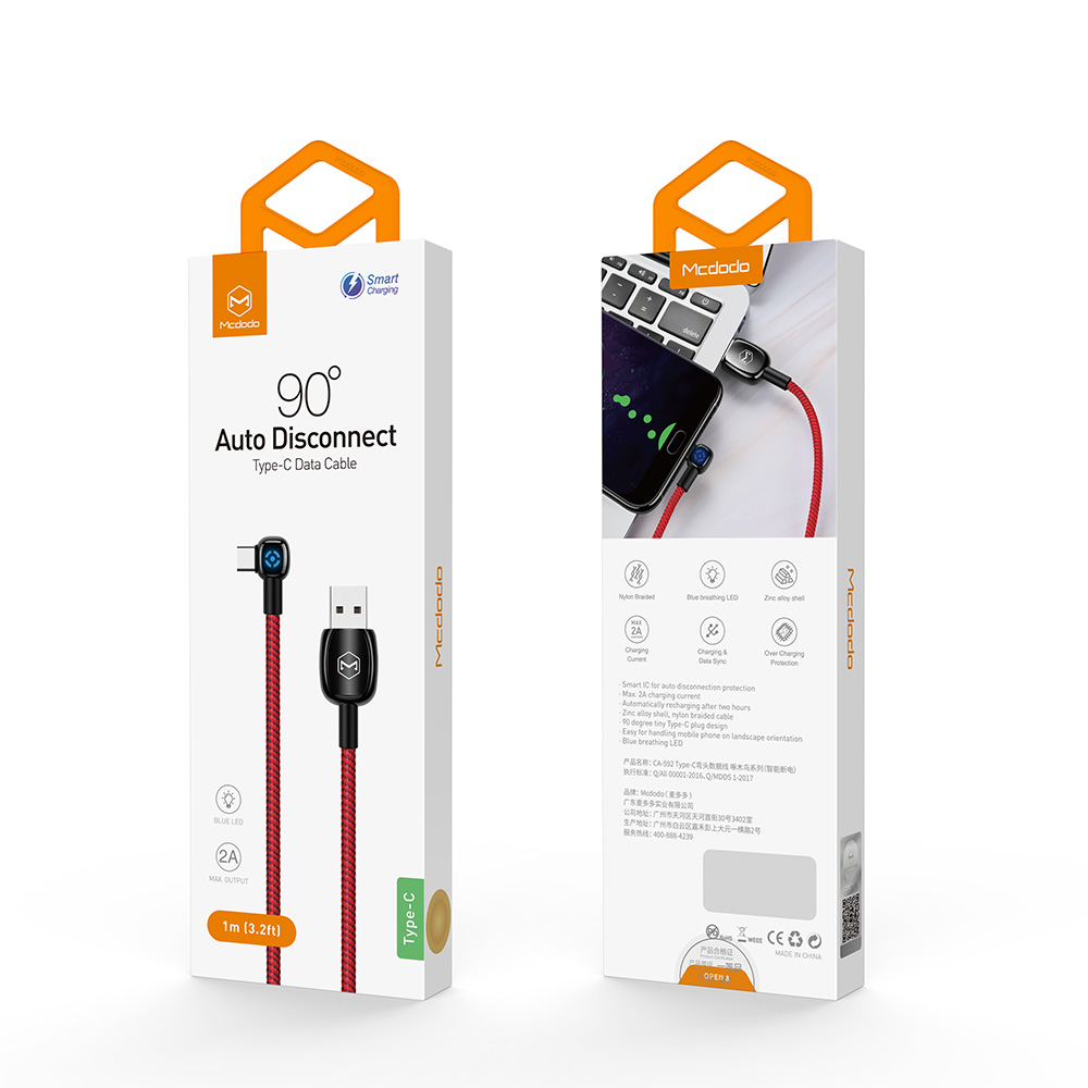 Mcdodo kabel Woodpecker USB - USB-C 1,0 m czarny z automatycznym wy��czaniem CA-5920 / 8