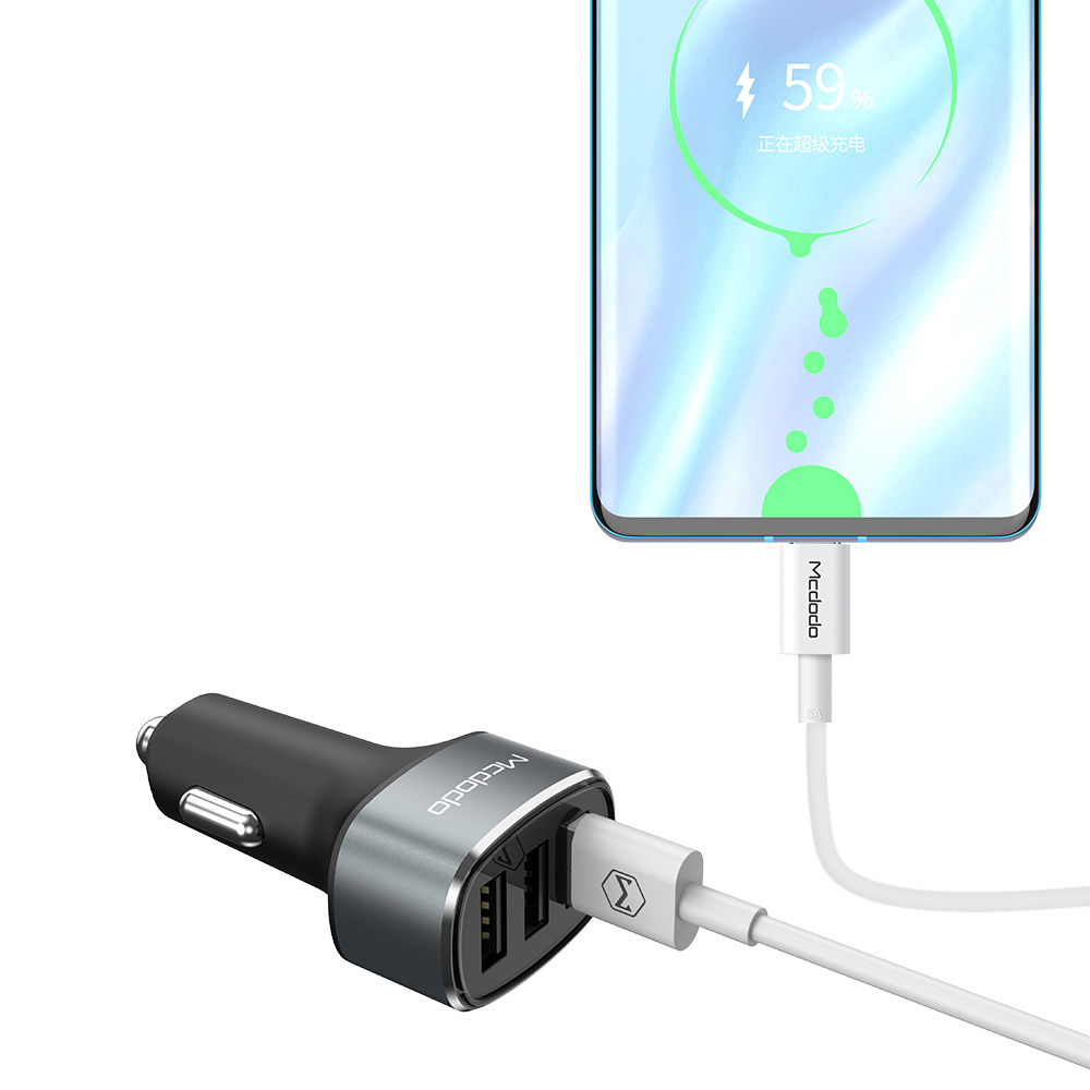 Mcdodo �adowarka samochodowa 3USB QC 3.0/ SCP szara 4,8A CC-6570 / 7