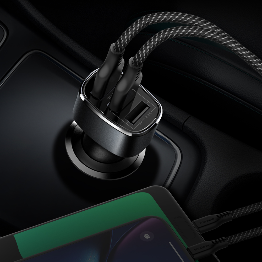 Mcdodo �adowarka samochodowa 3USB QC 3.0/ SCP szara 4,8A CC-6570 / 9