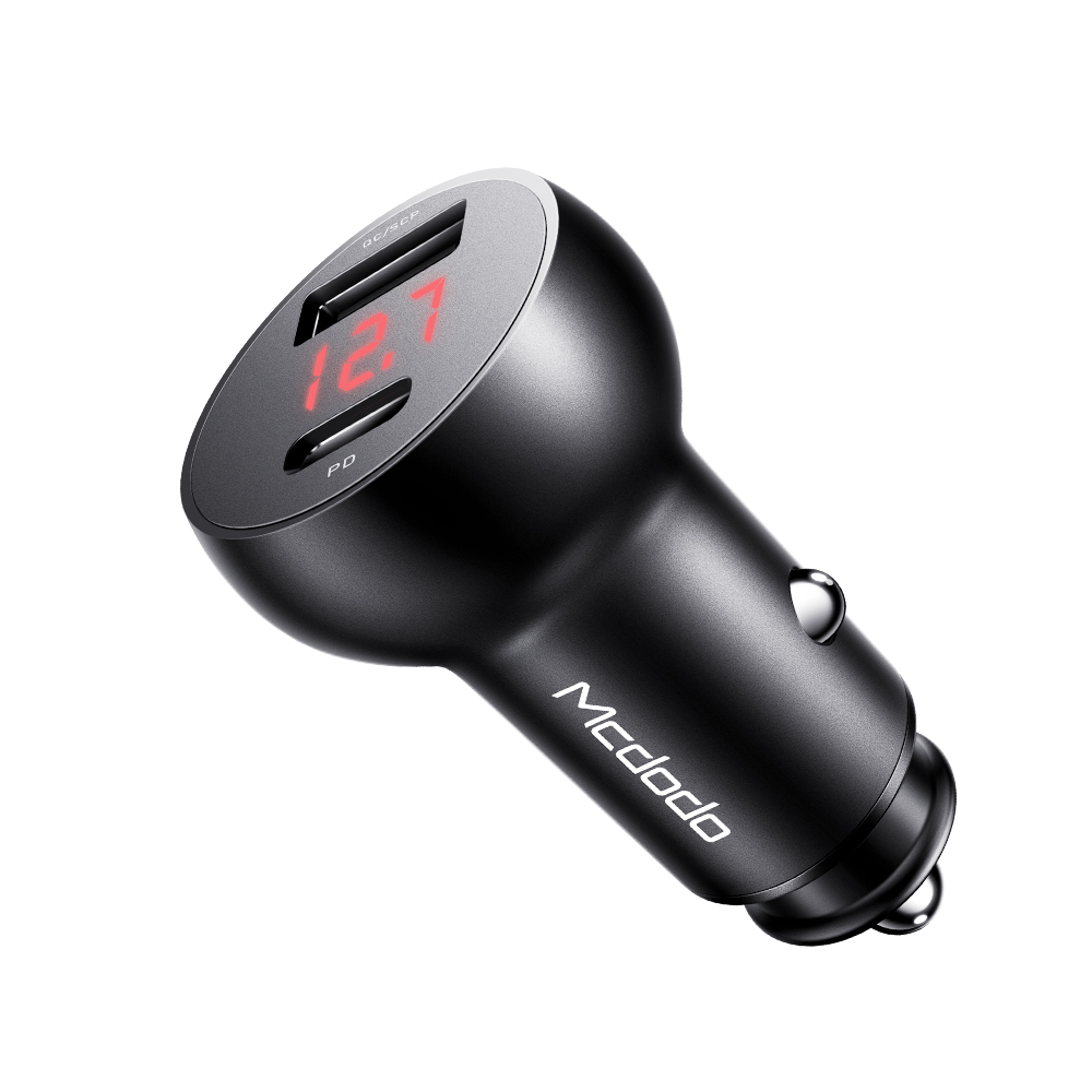 Mcdodo �adowarka samochodowa Mushrooms 2USB USB-A/typ-C PD czarna 30W CC-6810