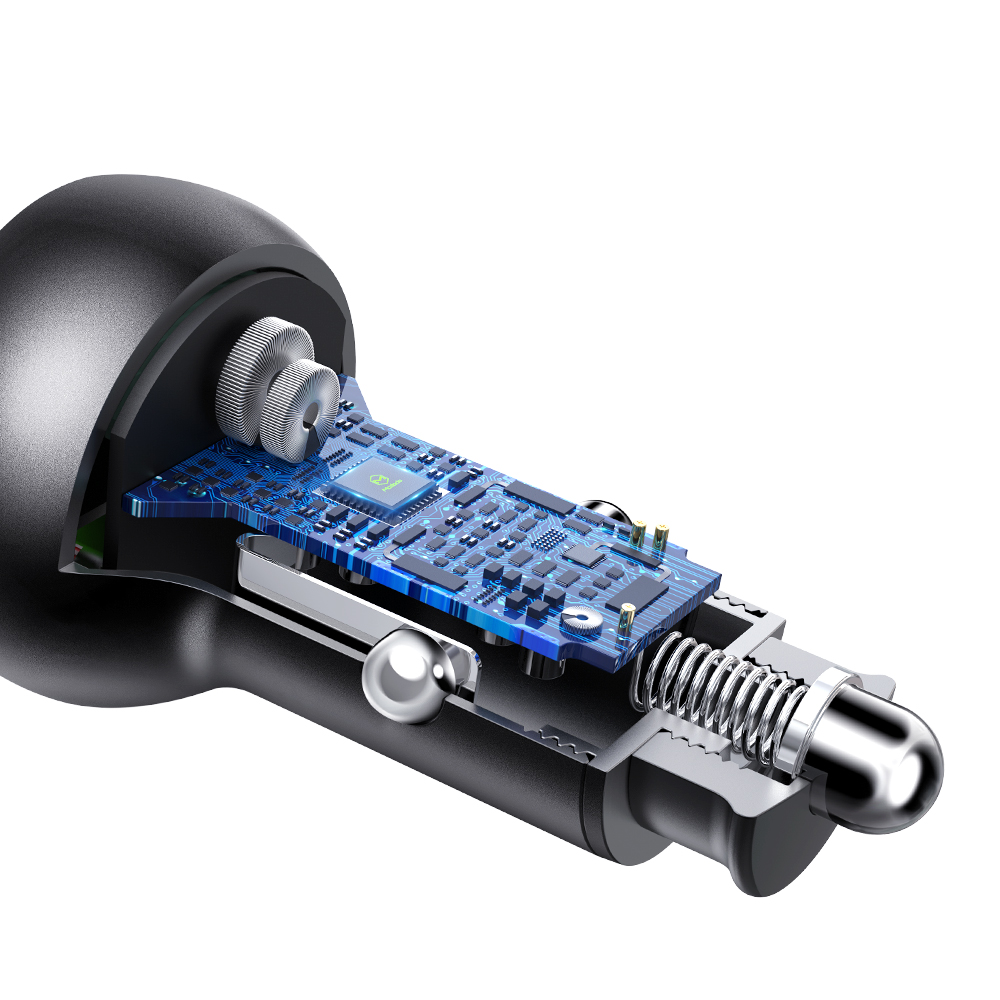 Mcdodo �adowarka samochodowa Mushrooms 2USB USB-A/typ-C PD czarna 30W CC-6810 / 5