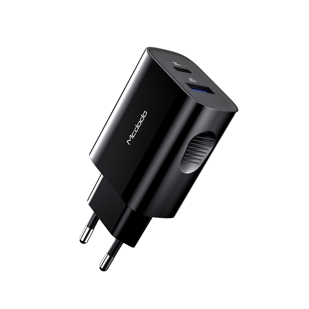 Mcdodo �adowarka sieciowa Tesla 2USB QC 3.0/ PD USB-C czarna 20W CH-8411