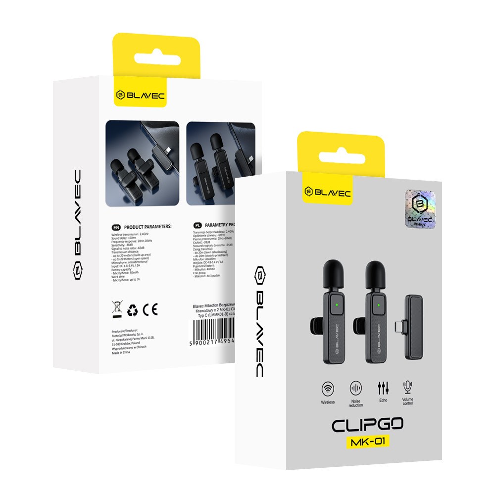Mikrofon bezprzewodowy krawatowy do reels�w BLAVEC MK-01 czarny Sony Xperia XA1 Ultra / 8