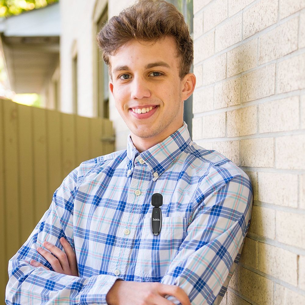 Mikrofon krawatowy Lightning Hoco L15 czarny z redukcją szumów Apple iPhone SE 2020 / 7 Mikrofon krawatowy Lightning Hoco L15 czarny z redukcją szumów Apple iPhone SE 2020 / 7