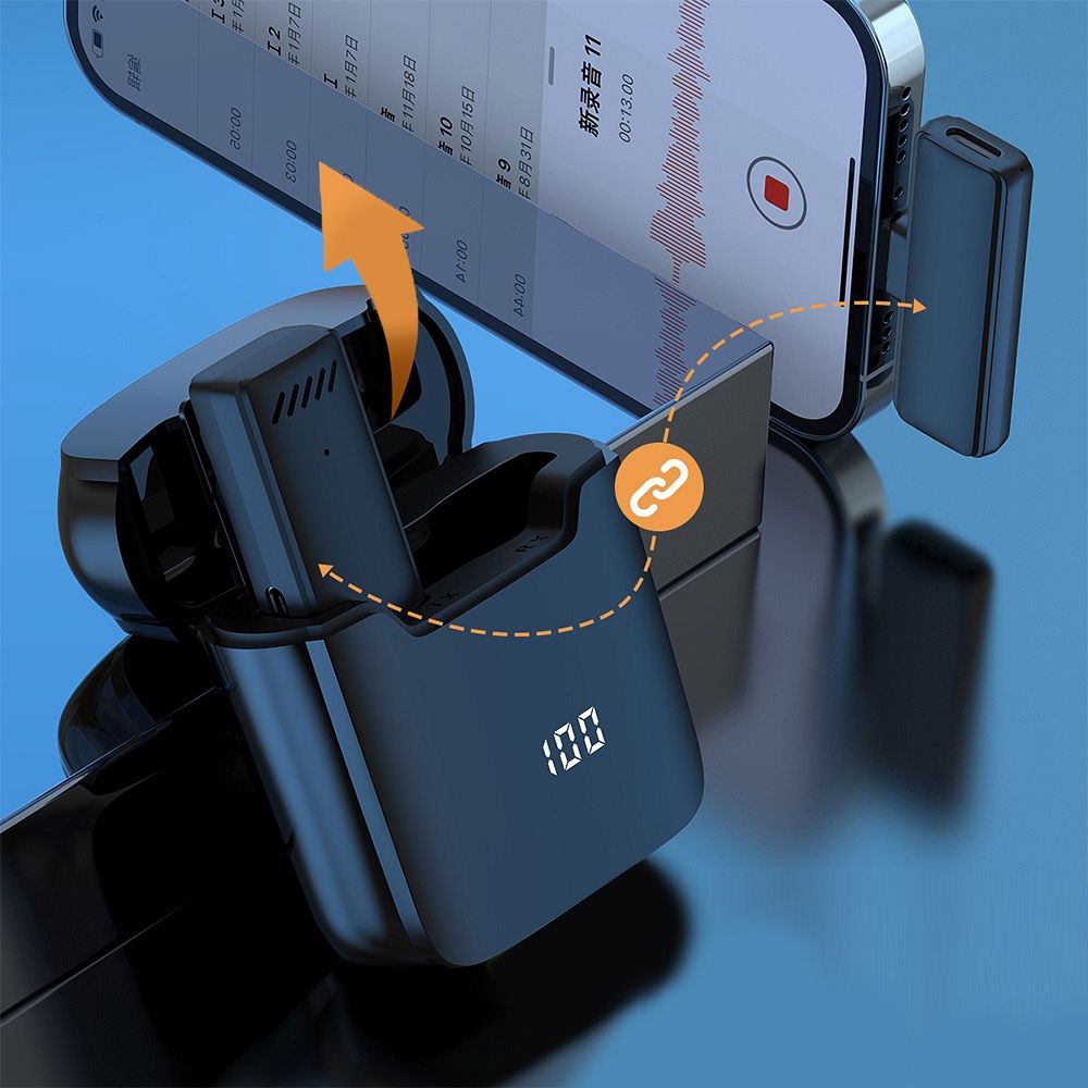 Mikrofon krawatowy USB-C S11 czarny z etui ładującym Realme 16 Pro Plus 5G / 10 Mikrofon krawatowy USB-C S11 czarny z etui ładującym Realme 16 Pro Plus 5G / 10