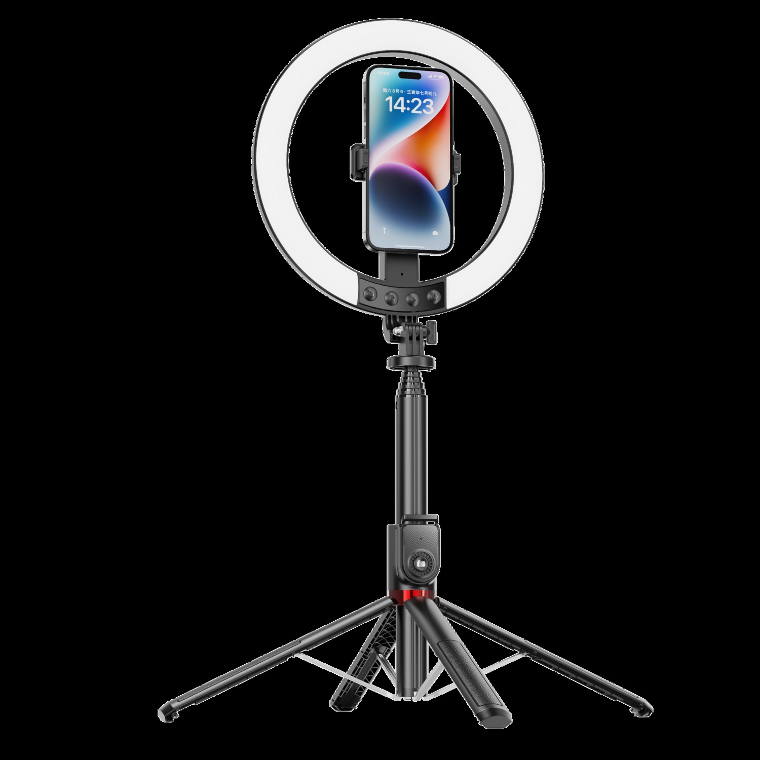 Mocna Lampa Pier�cieniowa Selfie Stick Ring 25cm RGB LED Kijek Statyw 230cm czarny Realme GT Neo 3T 5G / 2