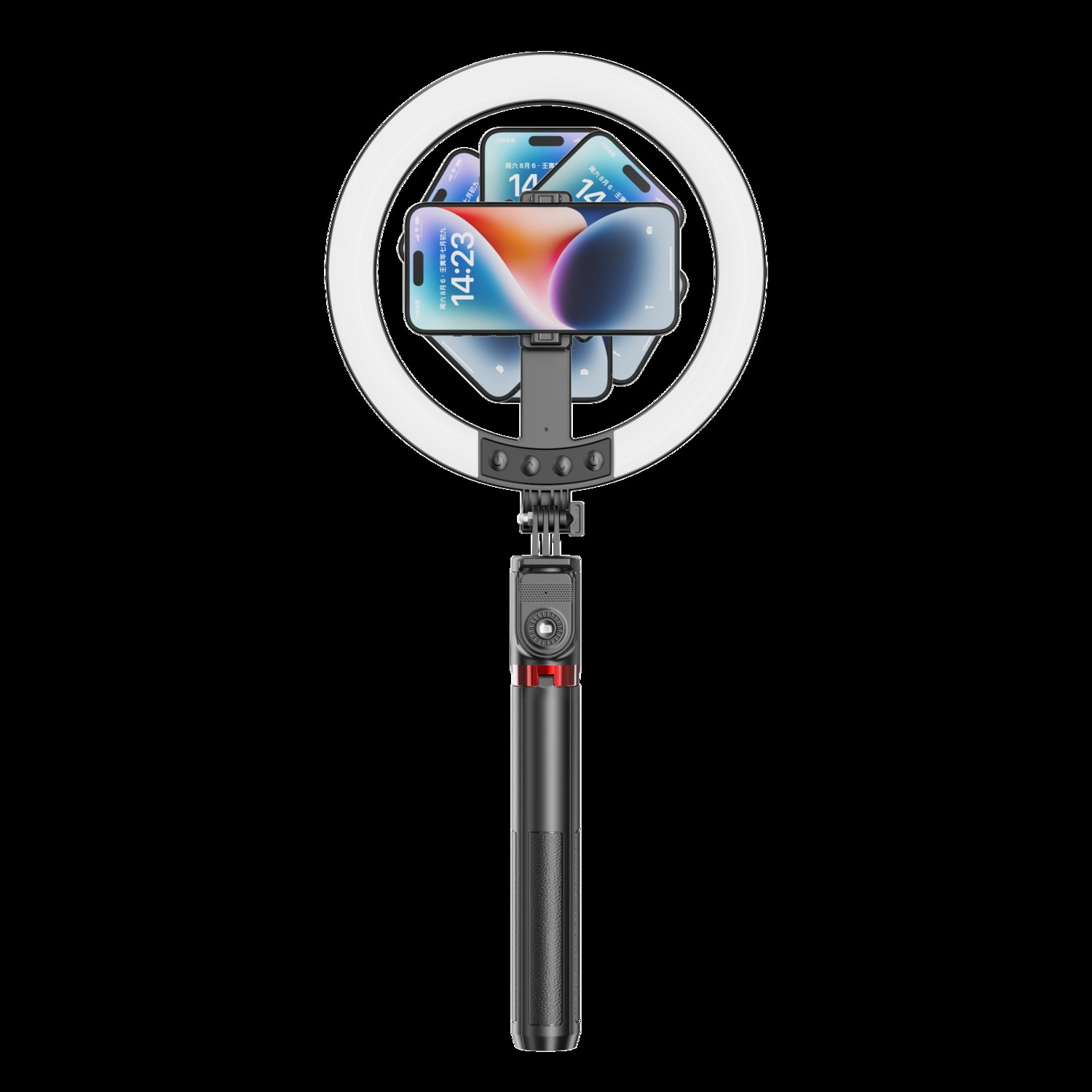 Mocna Lampa Pier�cieniowa Selfie Stick Ring 25cm RGB LED Kijek Statyw 230cm czarny Realme GT Neo 3T 5G / 3