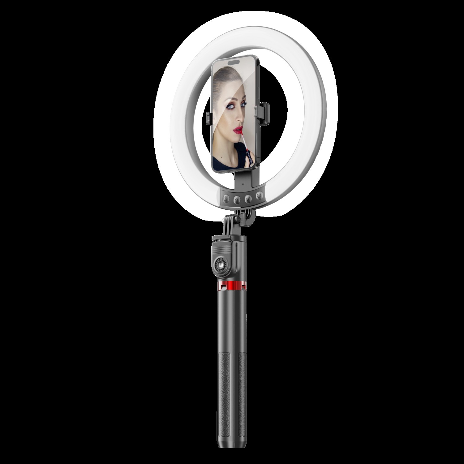 Mocna Lampa Pier�cieniowa Selfie Stick Ring 25cm RGB LED Kijek Statyw 230cm czarny Realme GT Neo 3T 5G / 7