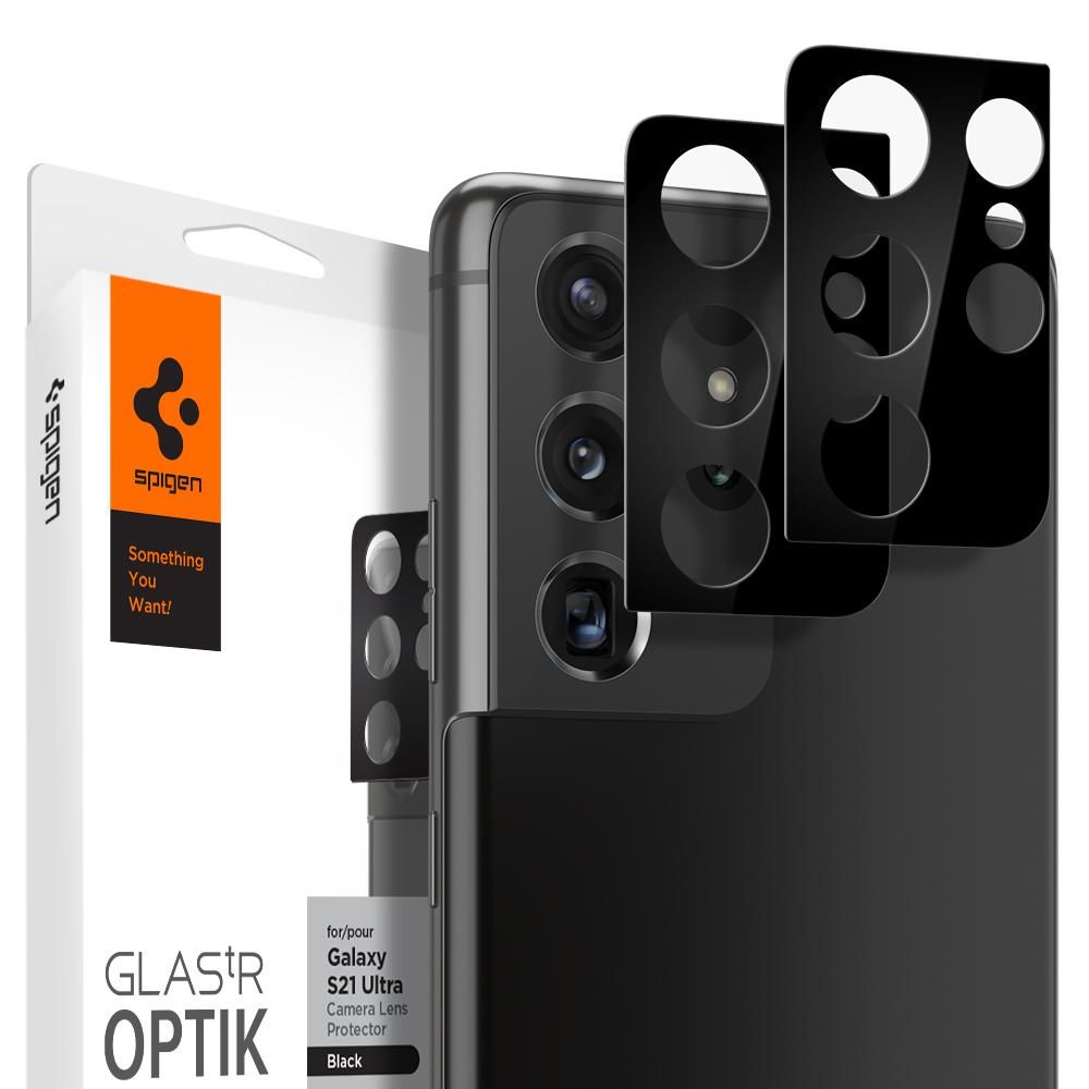na aparat Spigen Optik.tr Camera Lens czarne Samsung s21 Ultra