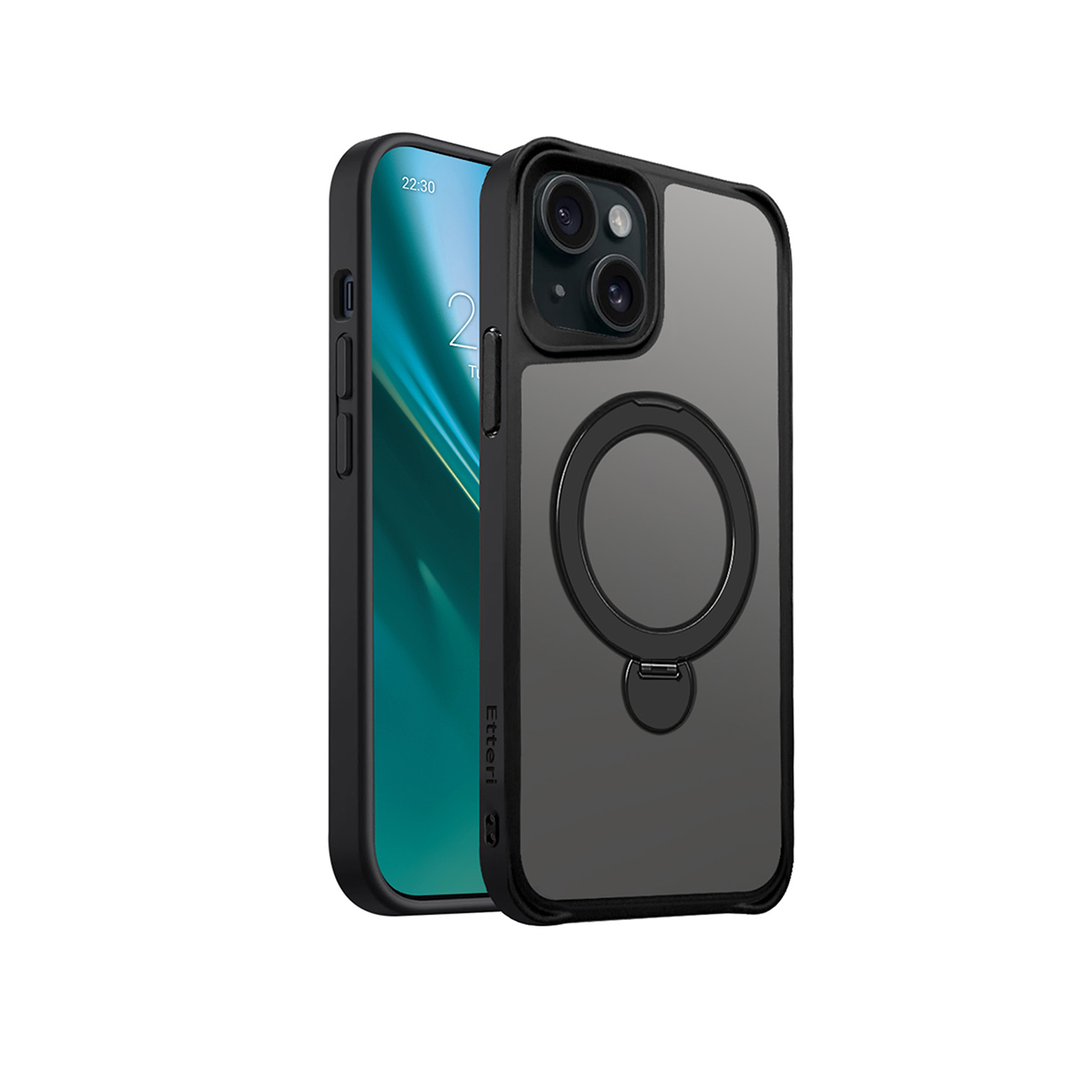 Nak�adka Etteri Matt Mag Ring czarny Apple iPhone 15