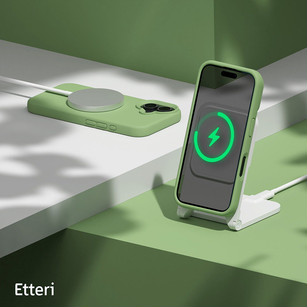 Nak�adka Etteri Silicone Mag zielona Apple iPhone 16 Plus / 7