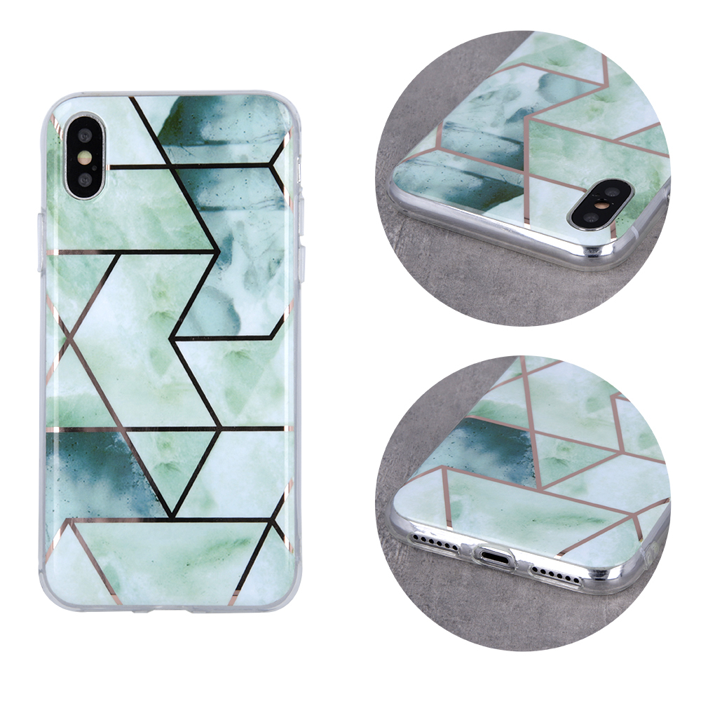 Nak�adka Geometric Marmur zielona Apple iPhone XR / 3