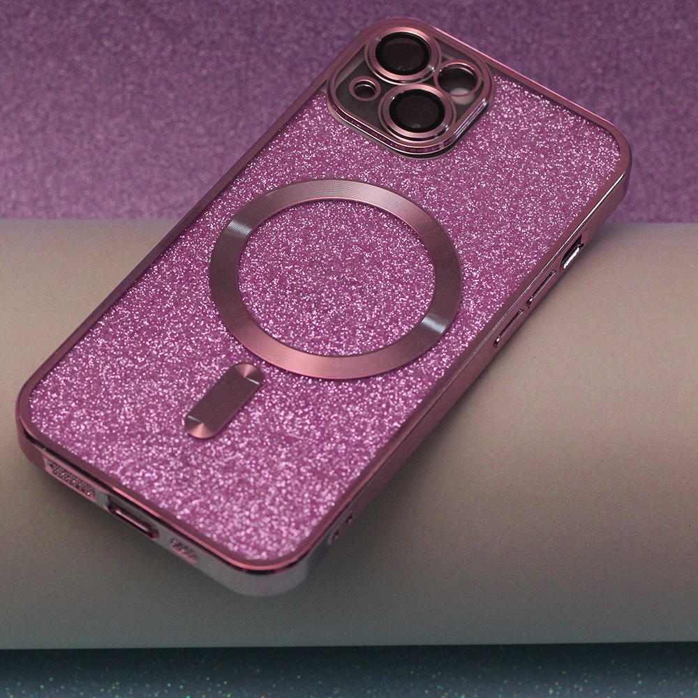 Nak�adka Glitter Chrome Mag r�owa Apple iPhone 15 Plus / 7