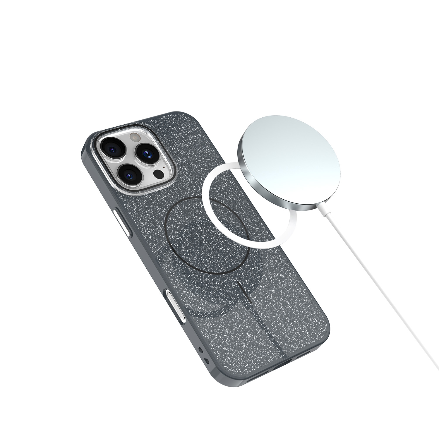 Nak�adka Glitter Thin Mag czarny Apple iPhone SE 2025 / 6