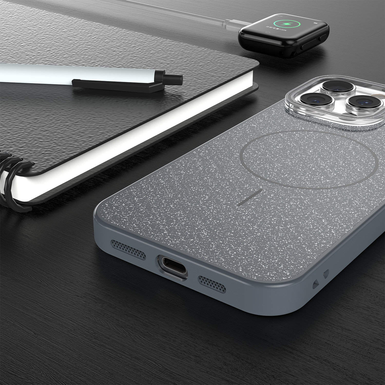 Nak�adka Glitter Thin Mag czarny Apple iPhone 17 Pro Max / 5