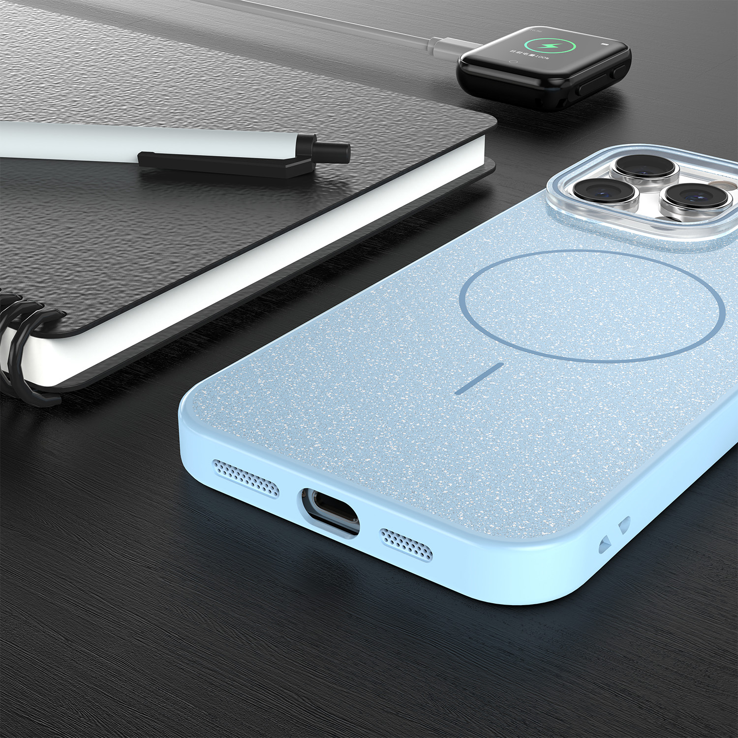 Nak�adka Glitter Thin Mag niebieska Apple iPhone SE 2025 / 5