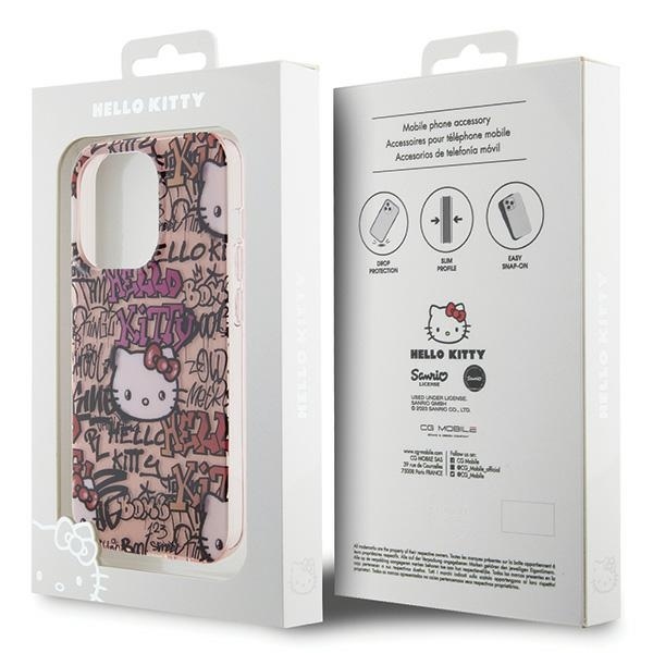 Nak�adka Hello Kitty r�owy hardcase IML Tags Graffiti Apple iPhone 15 Pro / 8