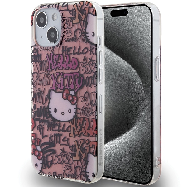Nak�adka Hello Kitty r�owy hardcase IML Tags Graffiti Apple iPhone 15