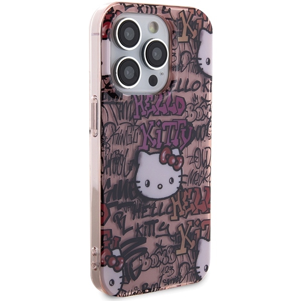Nak�adka Hello Kitty r�owy hardcase IML Tags Graffiti Apple iPhone 15 Pro / 4