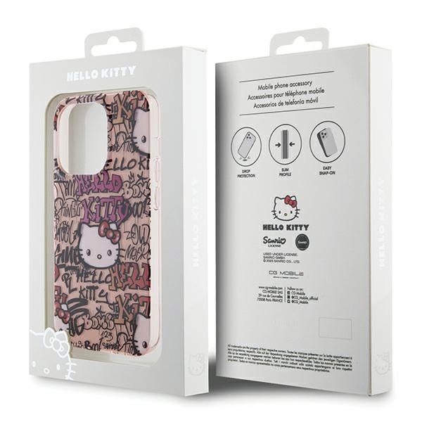 Nak�adka Hello Kitty r�owy hardcase IML Tags Graffiti Apple iPhone 15 Pro / 8