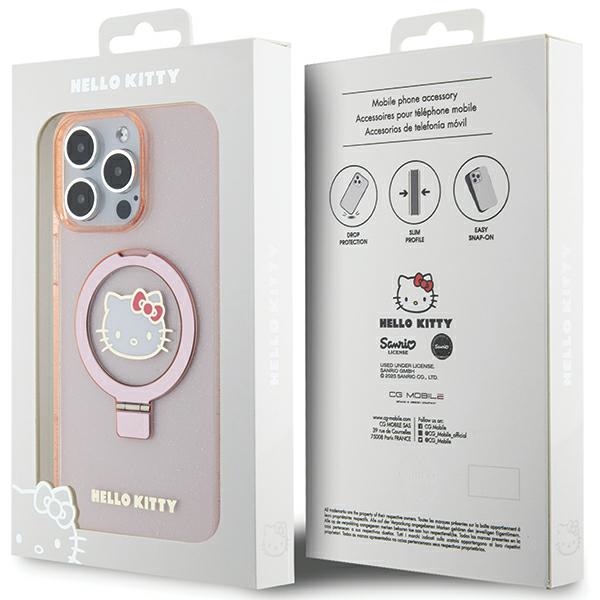 Nakadka Hello Kitty rowy hardcase Ring Stand Glitter Electrop Logo MagSafe Apple iPhone 15 Pro / 8
