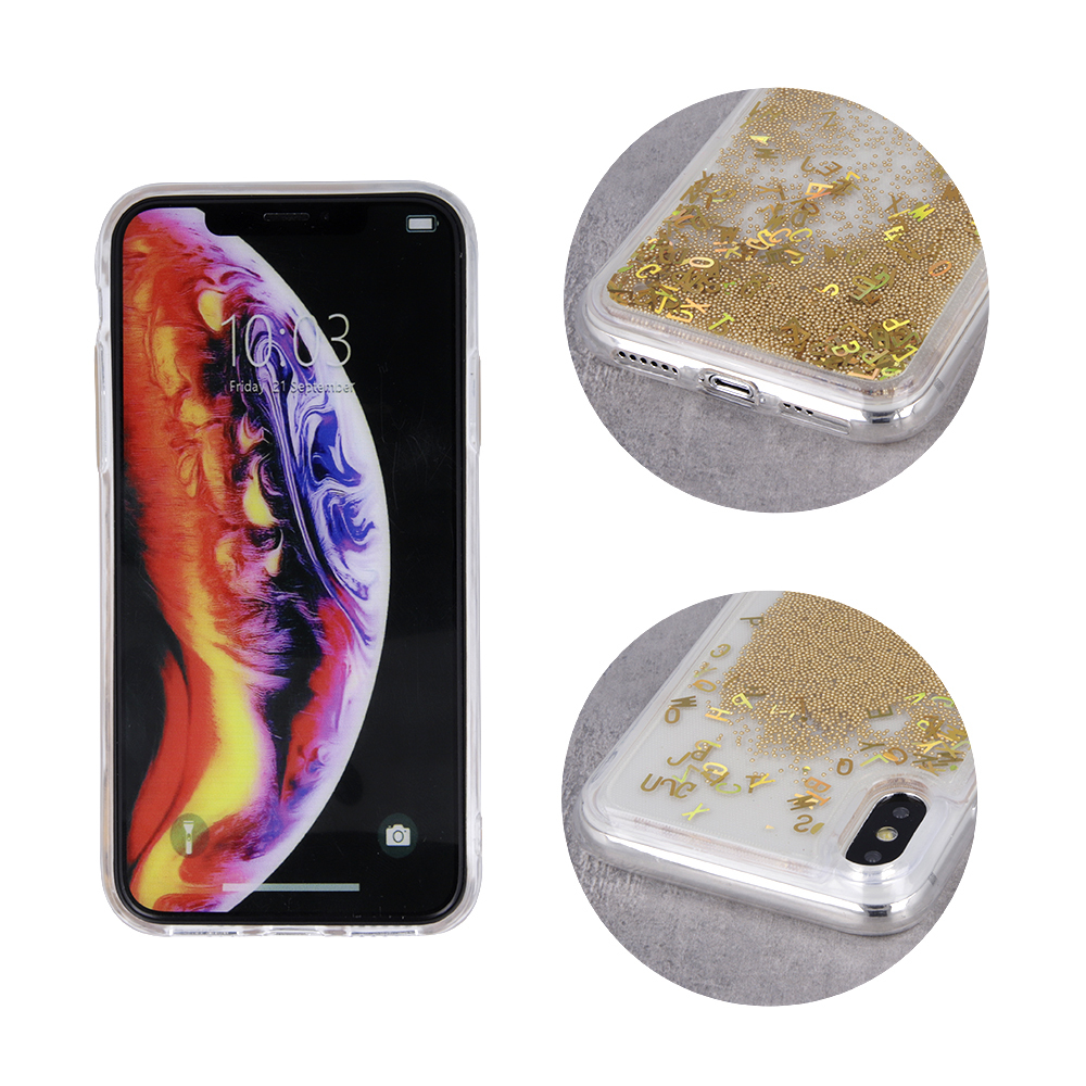 Nak�adka Liquid Letters TPU z�ota Apple iPhone XS / 3