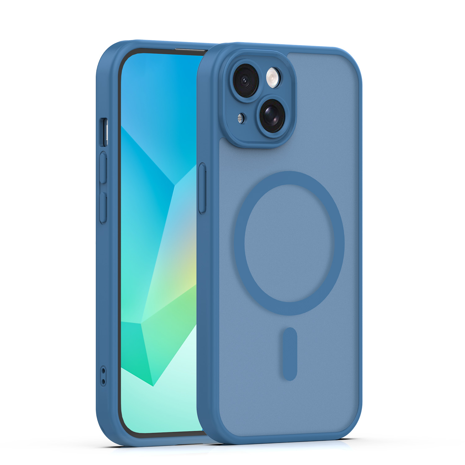 Nak�adka Mag Matt niebieska Apple iPhone 15