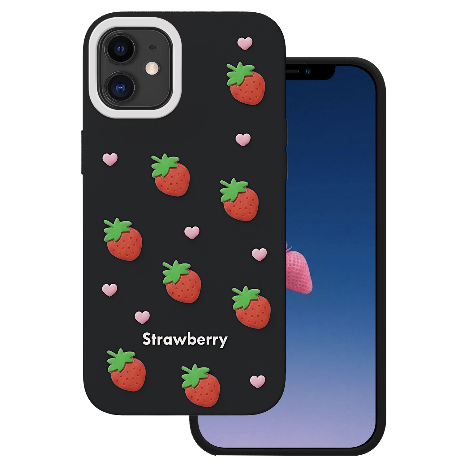 Nak�adka Strawberry czarny Apple iPhone 11