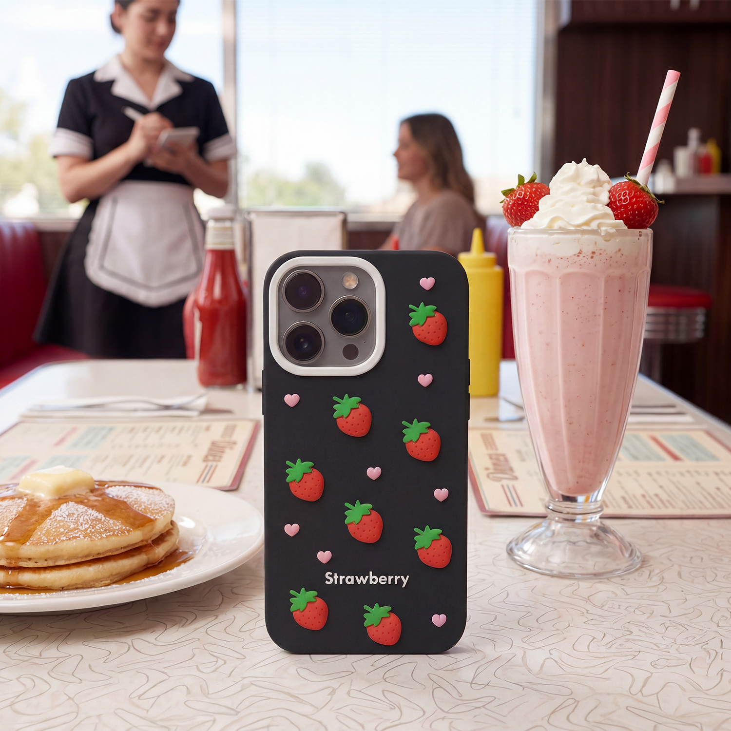 Nak�adka Strawberry czarny Apple iPhone 17 / 5