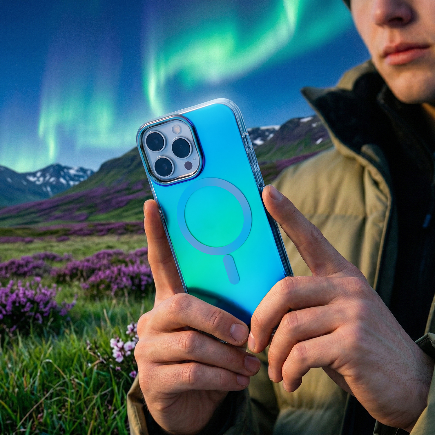 Nak�adka Tecto Shield Aurora niebieska Apple iPhone 15 / 5