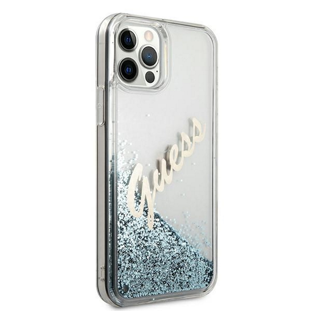  niebieskie hard case Glitter Vintage Script Apple iPhone 12 Pro Max (6.7 cali) / 4