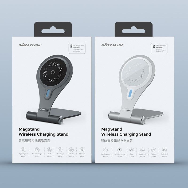 NILLKIN WIRELESS CHARGING MagStand 15W FAST CHARGE, SILVER/SREBRNY / 6