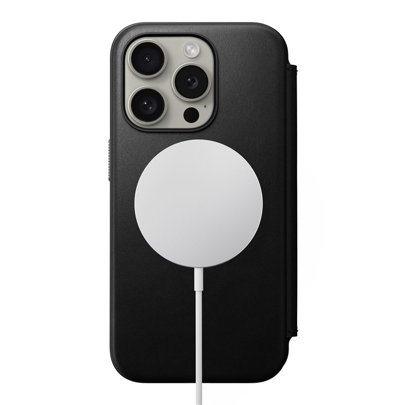 Nomad Modern Leather Folio Pokrowiec czarny Apple iPhone 15 Pro / 5