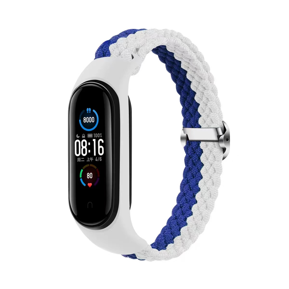 Opaska pleciona Smart Band M3/M4/M5/M6 WHITE-BLUE / BIA�O-NIEBIESKI