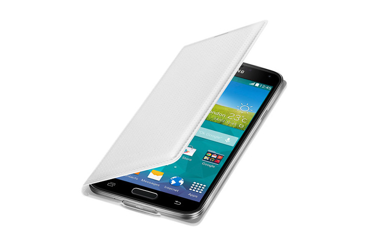 Oryginalne etui SAMSUNG GALAXY S5 Perforowana skra Flip Cover biae TTT Samsung Galaxy S5 / 2