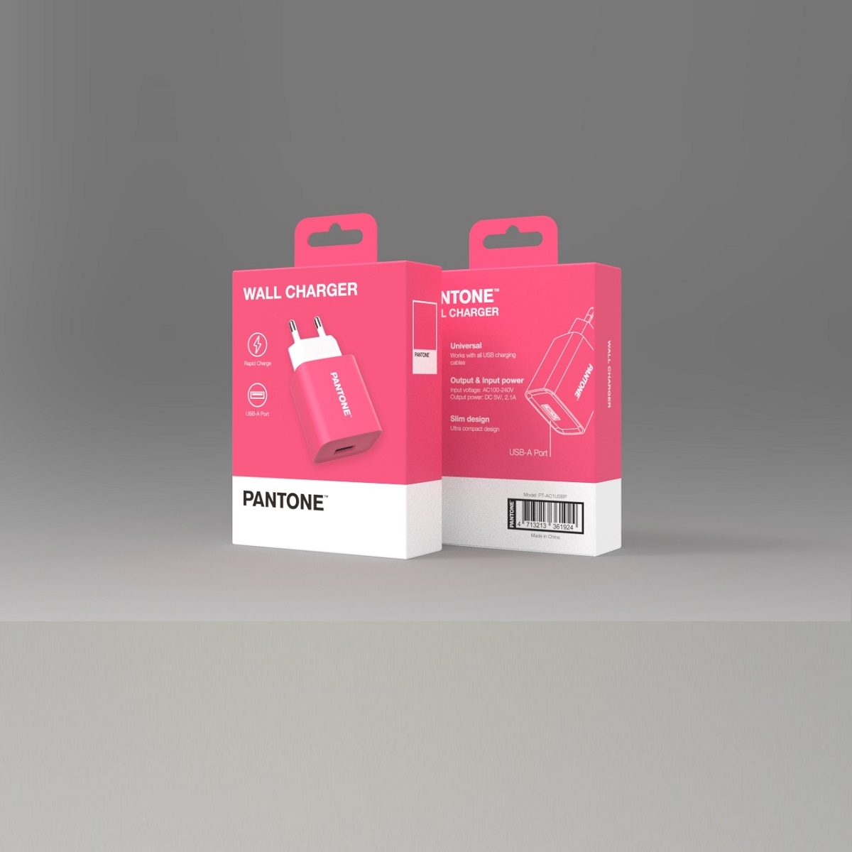 PANTONE �adowarka sieciowa 2A 1x USB PT-AC1USB Pink 184C / 2