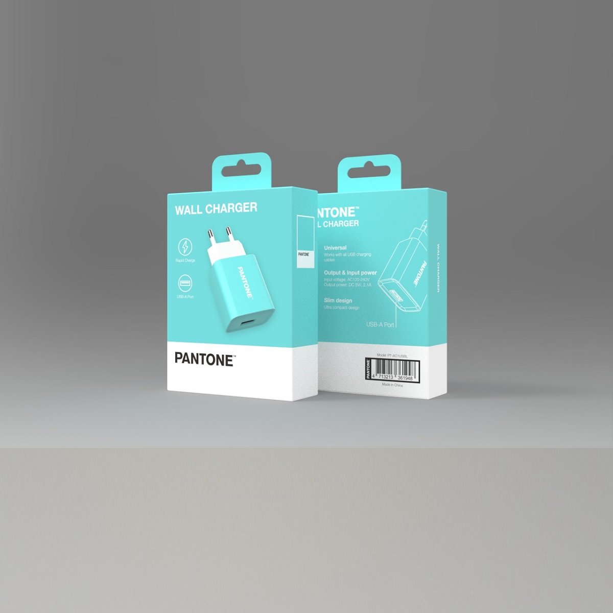 PANTONE �adowarka sieciowa 2A 1x USB PT-AC1USB Teal 3242C / 2