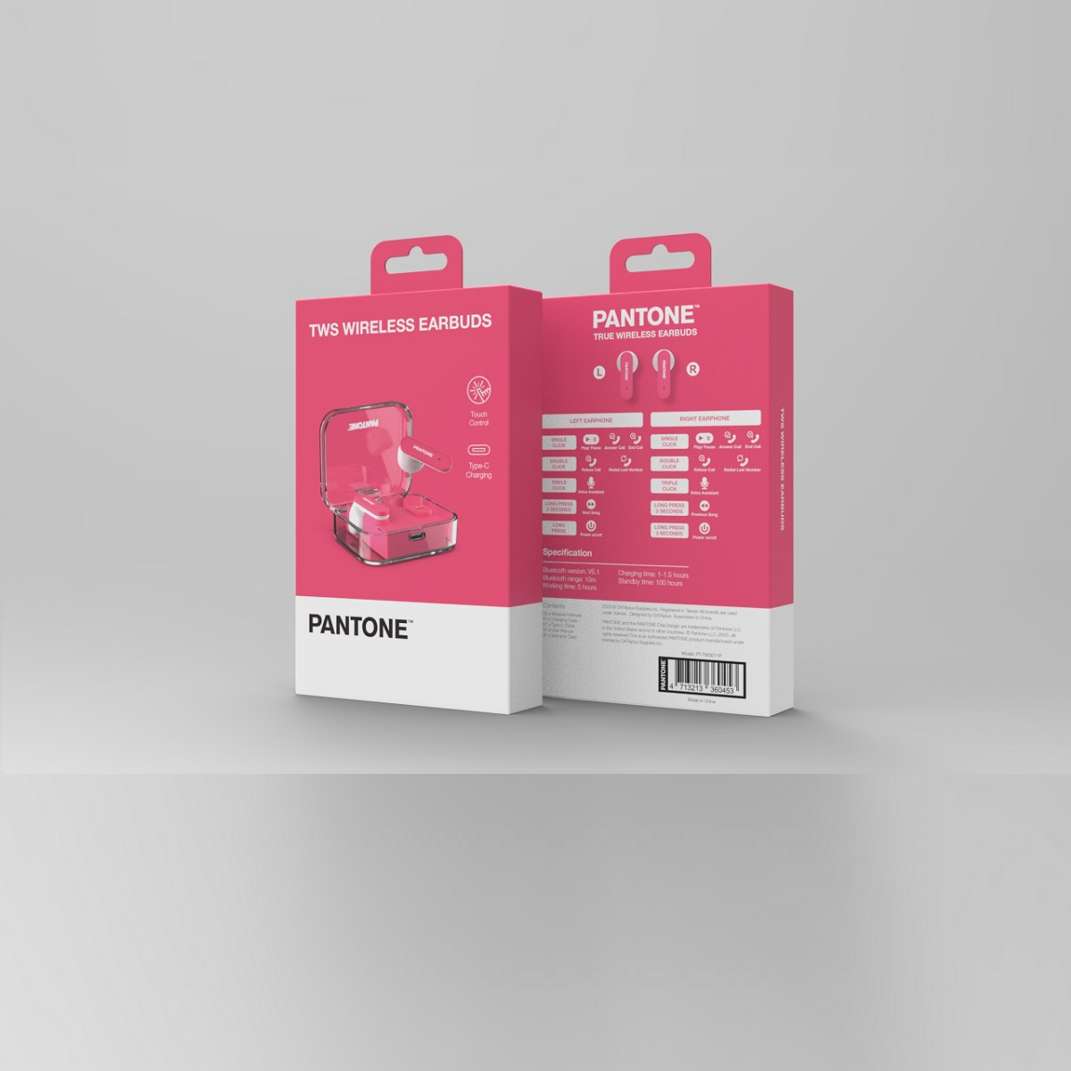 PANTONE s�uchawki Bluetooth TWS PT-TWS011 Pink 184C / 5