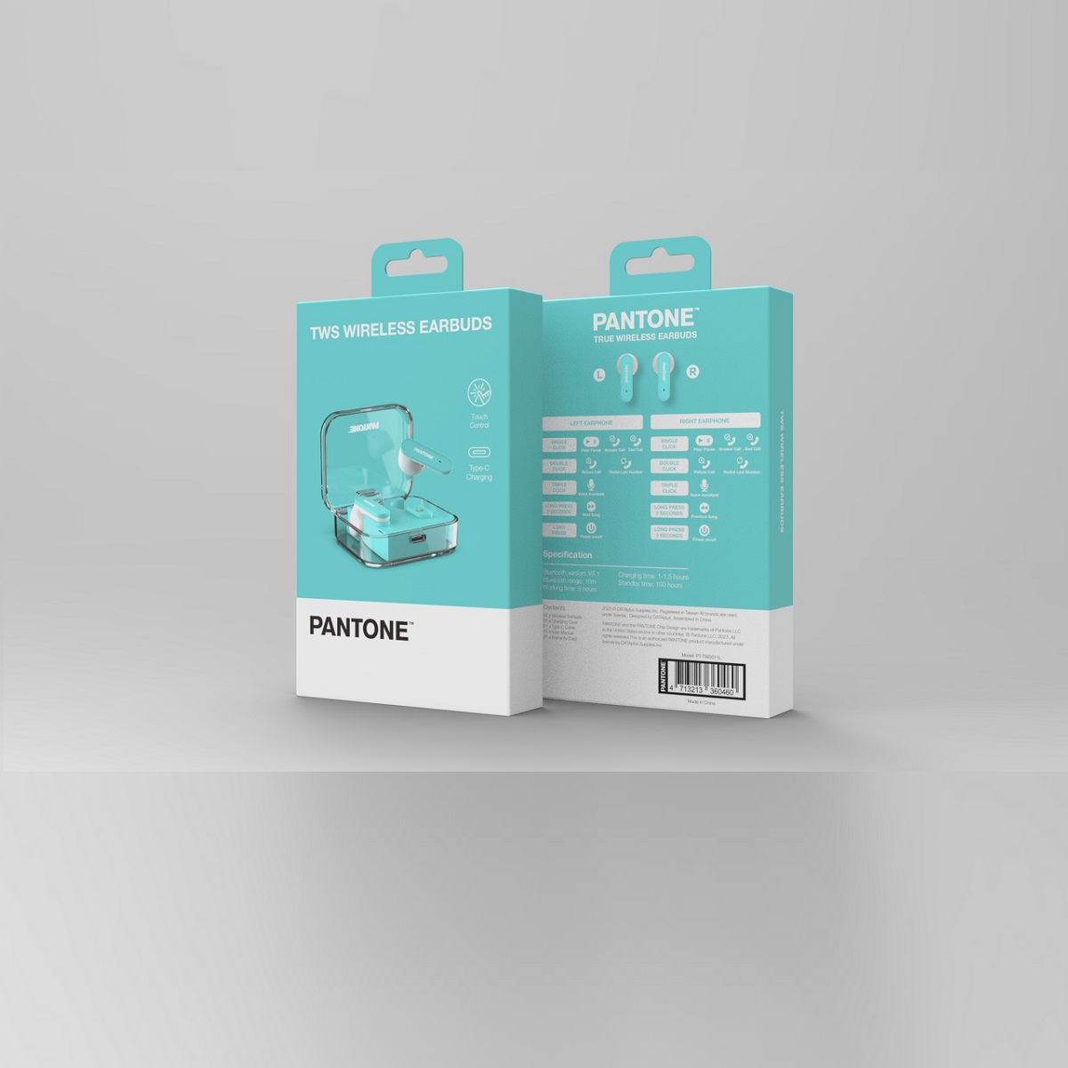 PANTONE s�uchawki Bluetooth TWS PT-TWS011 Teal 3242C / 5