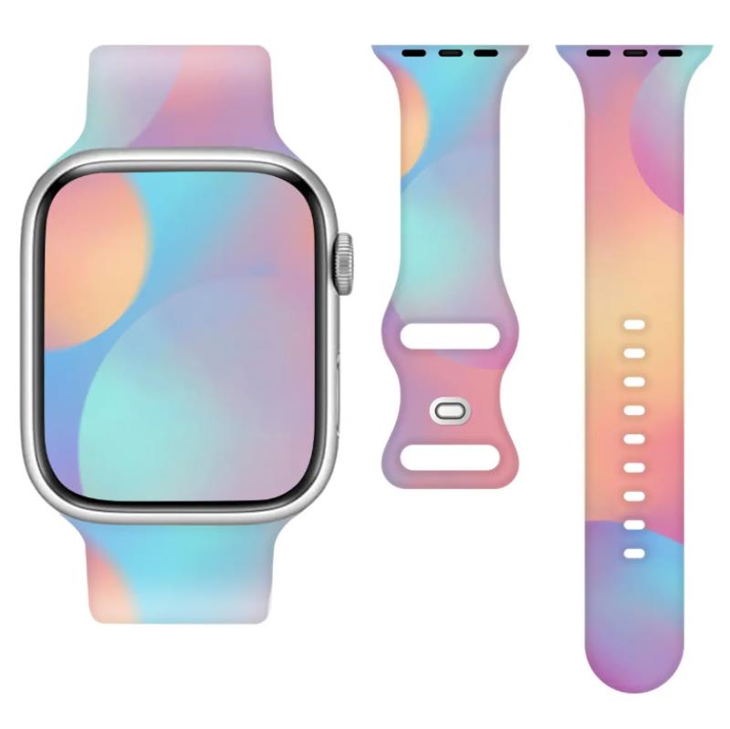Pasek Silikonowy Apple Watch 38/40/41mm (97+110), RAINBOW / T�CZOWY