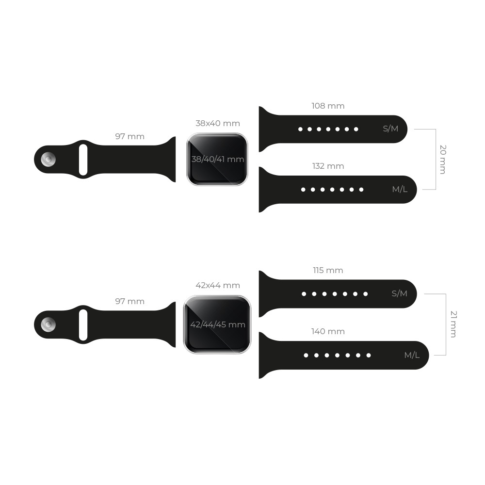 Pasek silikonowy M / L do Apple Watch 42 / 44 / 45mm czarny / 3