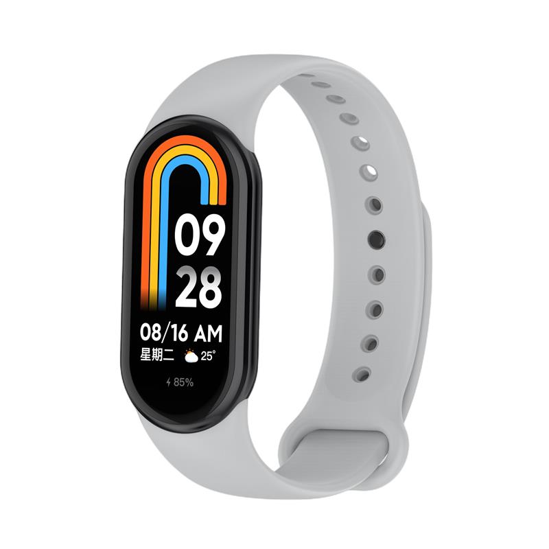 Pasek Silikonowy Mi Band 9 / M9 / 8 / M8 (7), GRAY / SZARY / 2