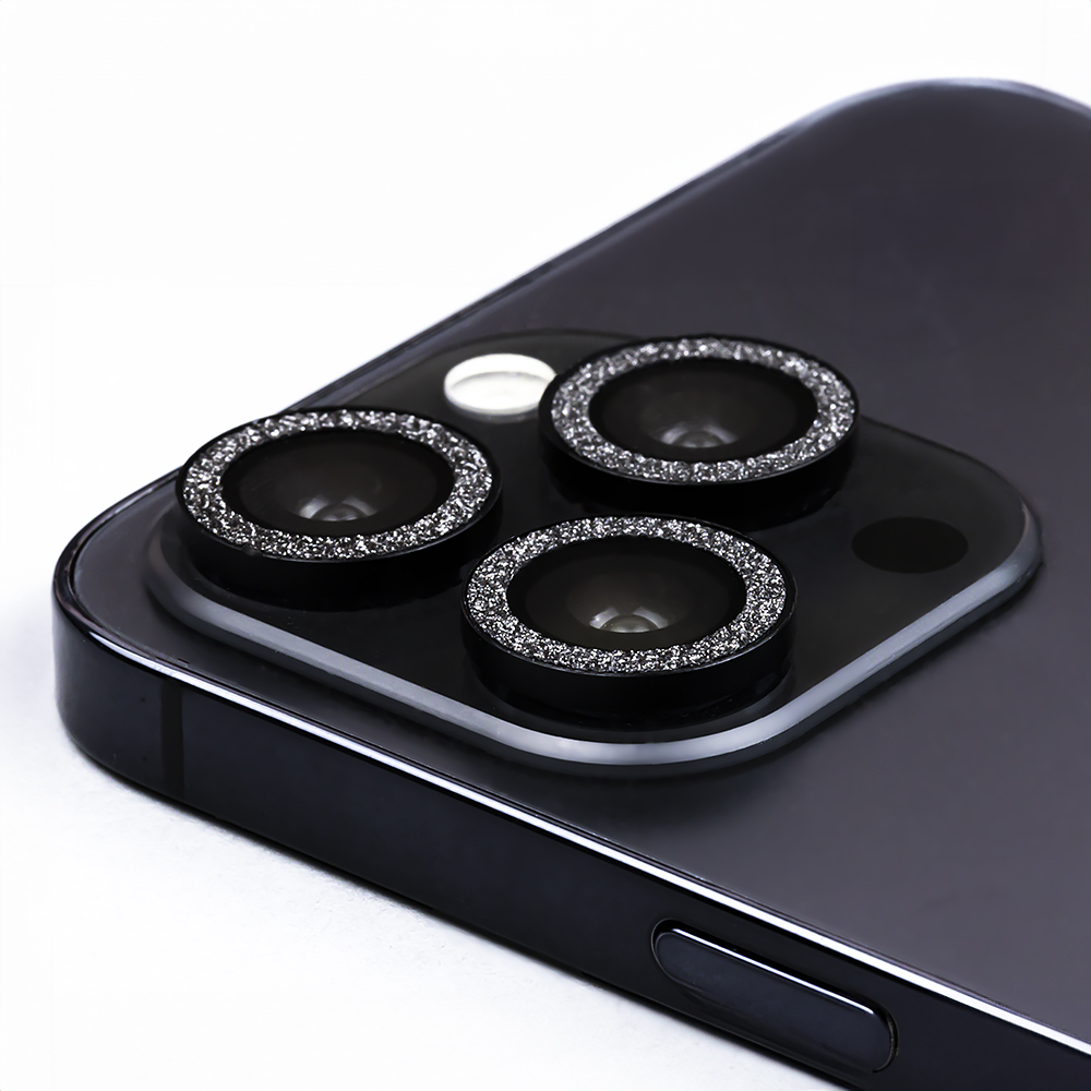 Pojedyncze szko na aparat  black glitter Apple iPhone 15 Plus / 3