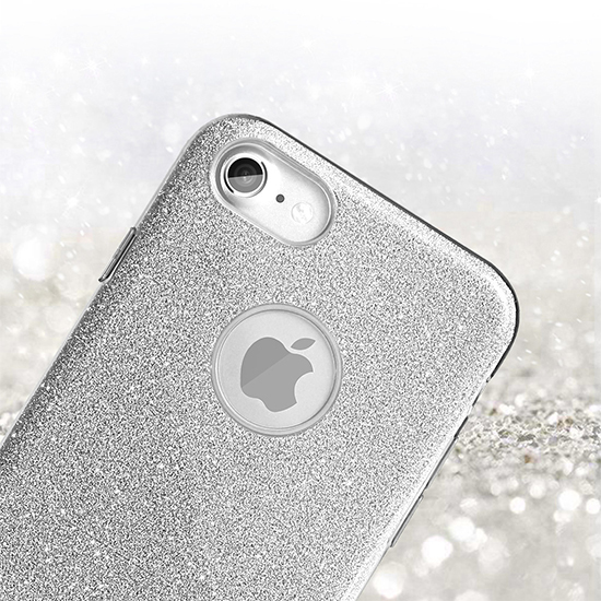 Pokrowiec brokatowy Shining Case srebrny Apple iPhone X / 2