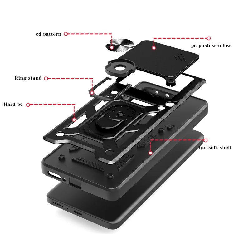 Pokrowiec Camshield Case czarny Xiaomi Redmi Note 14 5G / 4