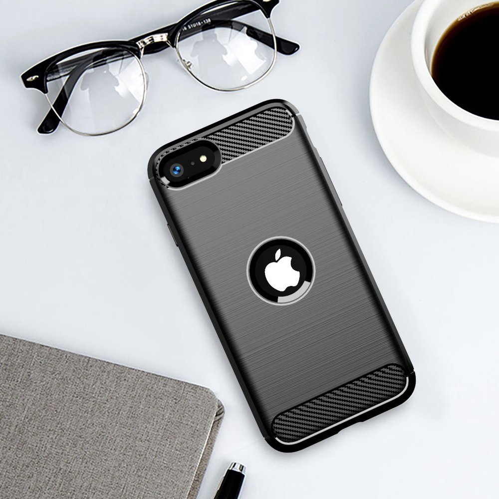 Pokrowiec Carbon Case czarny Apple iPhone SE 2020 / 10