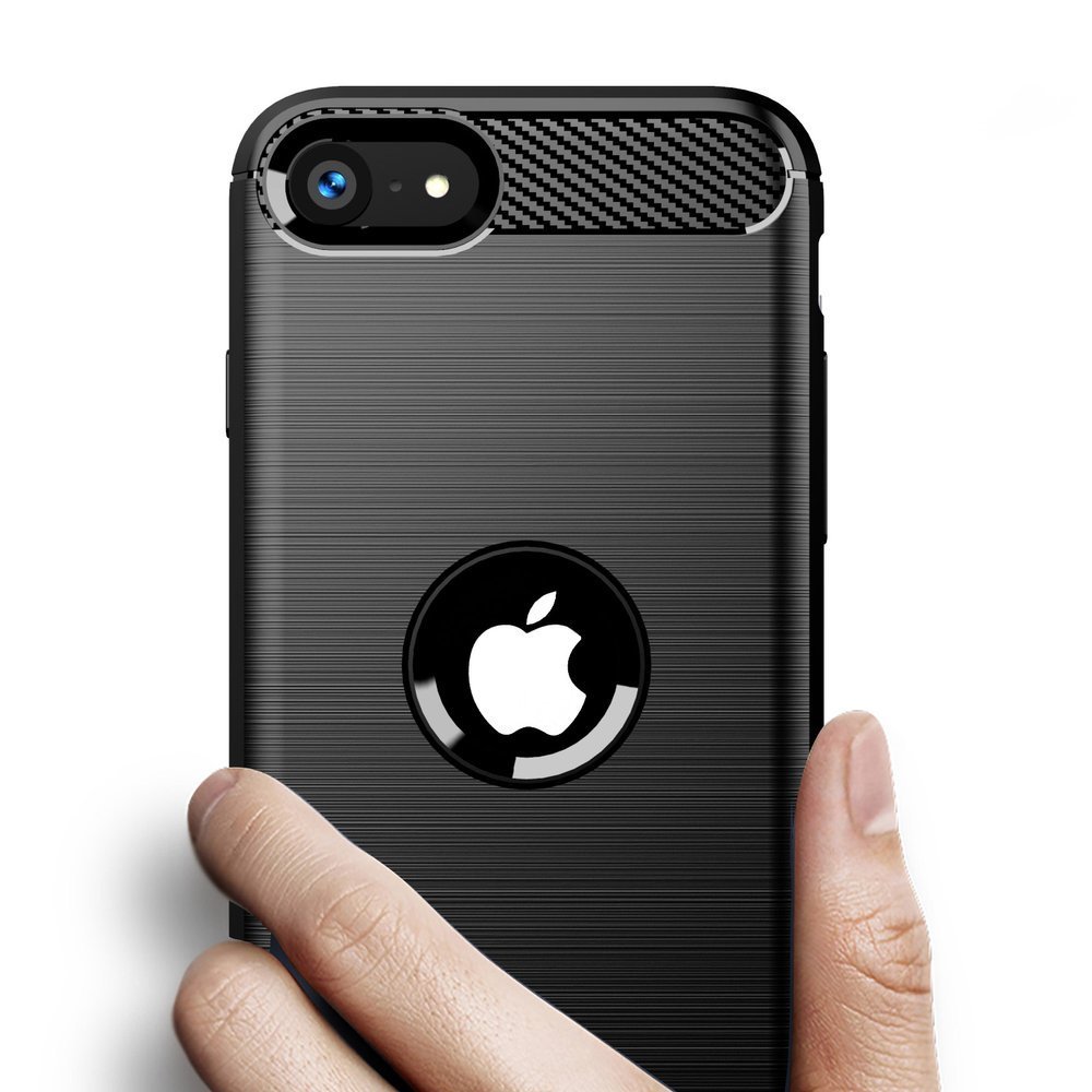 Pokrowiec Carbon Case czarny Apple iPhone SE 2020 / 4