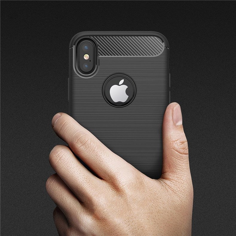 Pokrowiec Carbon Case czarny Apple iPhone X / 8