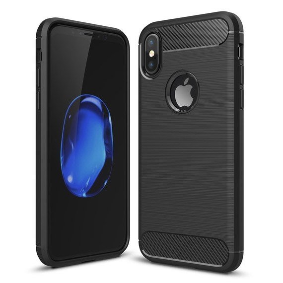 Pokrowiec Carbon Case czarny Apple iPhone XR