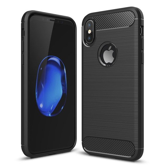 Pokrowiec Carbon Case czarny Apple iPhone XS